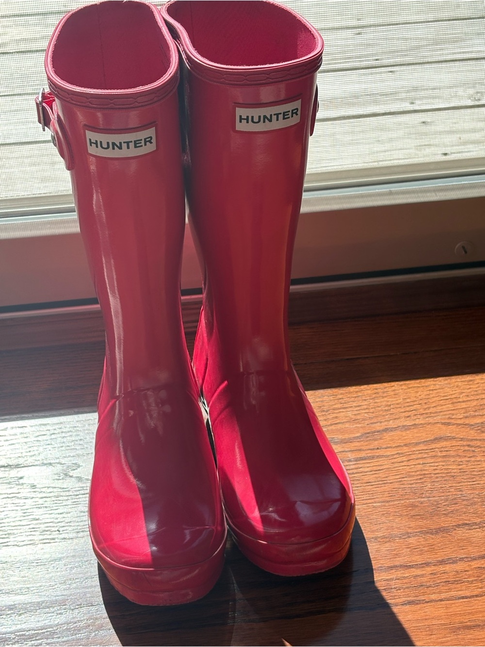 Hunter Glossy Pink Tall Rain Boots
